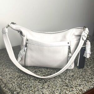 The Sak Collective Keira Stone Leather Zip Hobo Shoulder Purse NWT/Off White